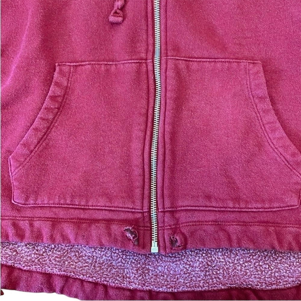 Victorias Secret PINK Faux Fur Lined Hood Sweatshirt Full Zip Burgundy Maroon - Picture 10 of 13